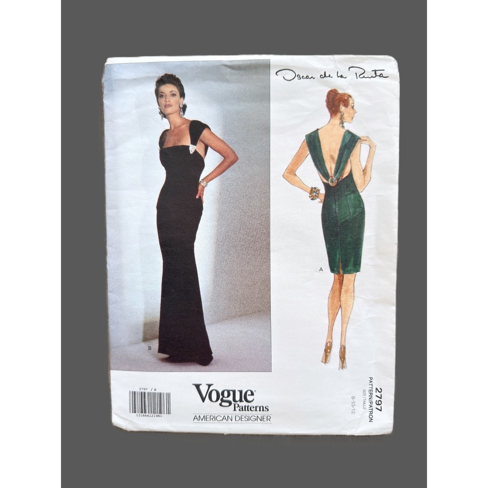 Vogue Designer Oscar de la Renta Sew Pattern Evening Cocktail Formal (8-12) UCFF
